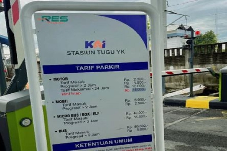 Tarif Terbaru Parkir Mobil dan Motor di Stasiun Tugu Yogyakarta