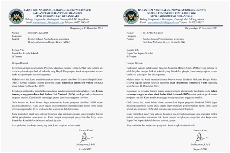 Anggaran dari BGN Tidak Cair, Program MBG di Gunungkidul Dihentikan