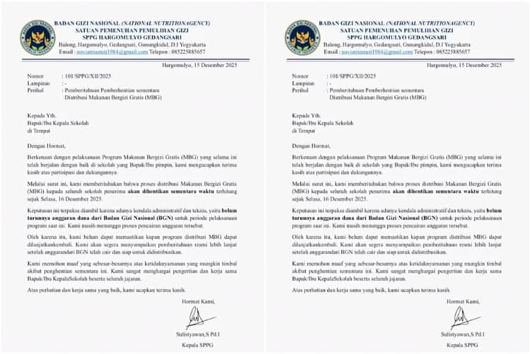 Anggaran dari BGN Tidak Cair, Program MBG di Gunungkidul Dihentikan