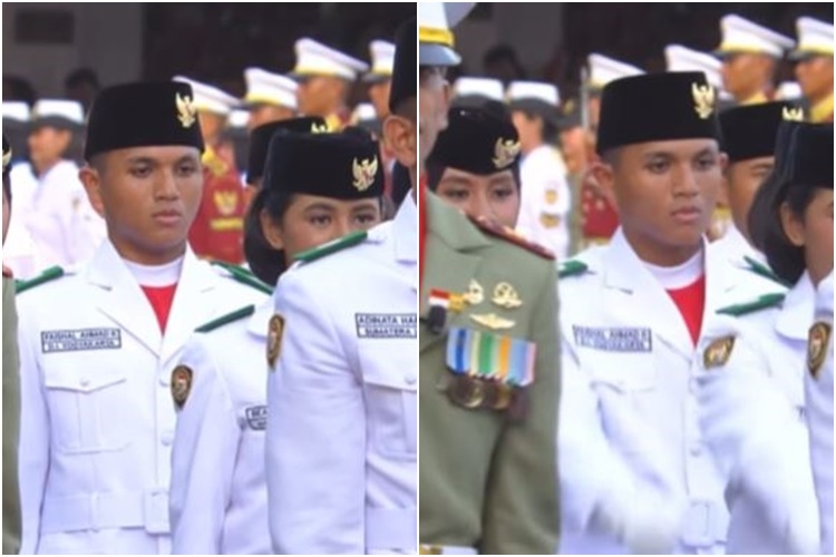 Bikin Bangga, Momen Faishal Ahmad Paskibraka asal Bantul Bertugas saat Penurunan Bendera di Istana Merdeka
